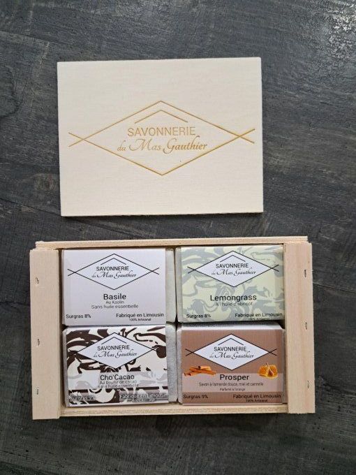COFFRET BOIS 4 SAVONS